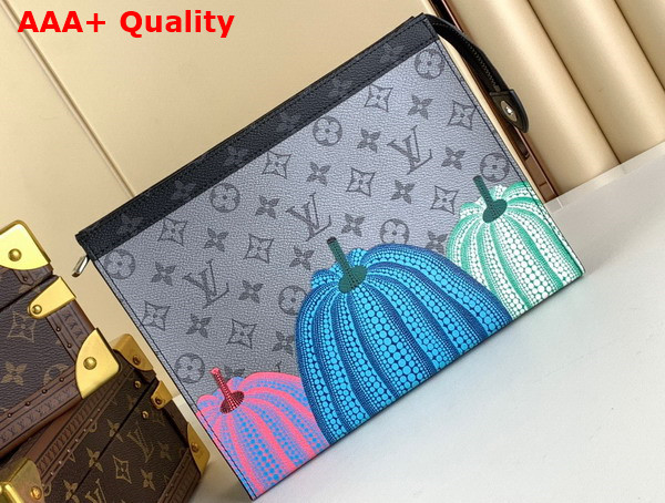 LV x YK Pochette Voyage Monogram Eclipse Reverse Coated Canvas with Colorful Pumpkin Print M81973 Replica