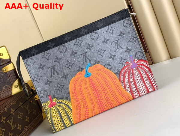 LV x YK Pochette Voyage Monogram Eclipse Reverse Coated Canvas with Colorful Pumpkin Print M81973 Replica