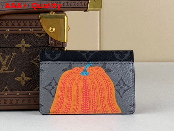 LV x YK Porte Carte Monogram Eclipse Reverse Coated Canvas with Colorful PUmpkin Print M81968 Replica