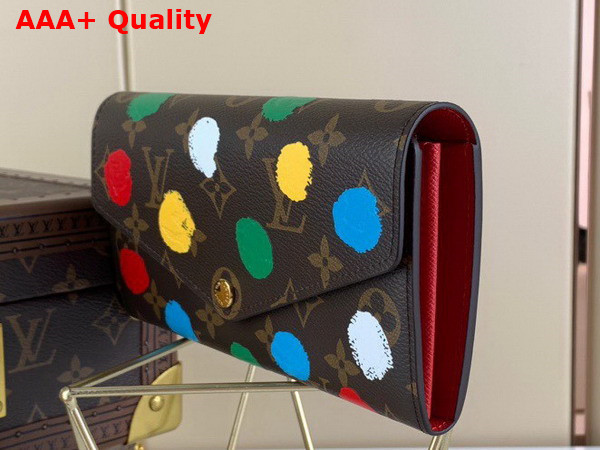 LV x YK Sarah Wallet Monogram Coated Canvs with 3D Painted Dots Print M81980 Replica