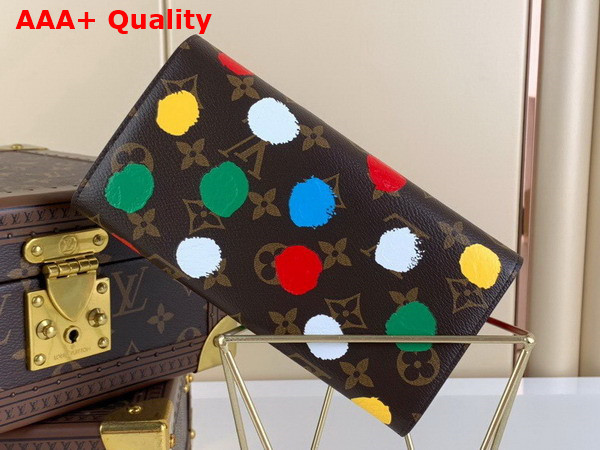 LV x YK Sarah Wallet Monogram Coated Canvs with 3D Painted Dots Print M81980 Replica