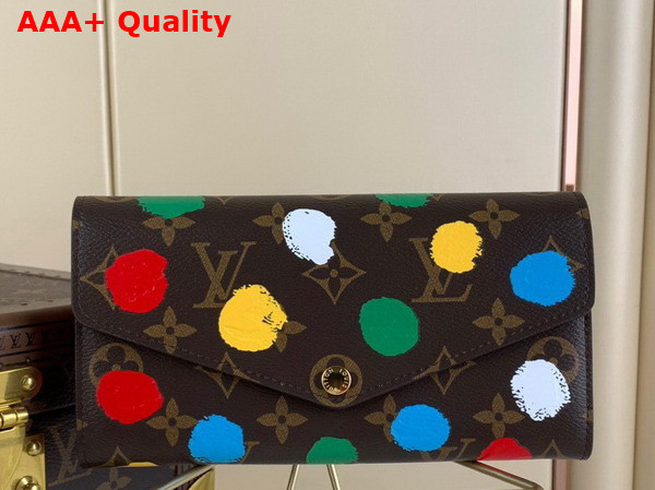 LV x YK Sarah Wallet Monogram Coated Canvs with 3D Painted Dots Print M81980 Replica