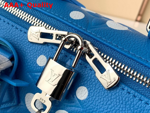 LV x YK Speedy Bandouliere 20 Blue and White Embossed Grained Monogram Empreinte Cowhide Leather with Infinity Dots Print M46425 Replica