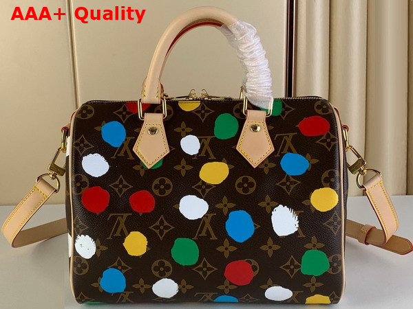 LV x YK Speedy Bandouliere 25 Monogram Coated Canvas with 3D Painted Dots Print M46433 Replica