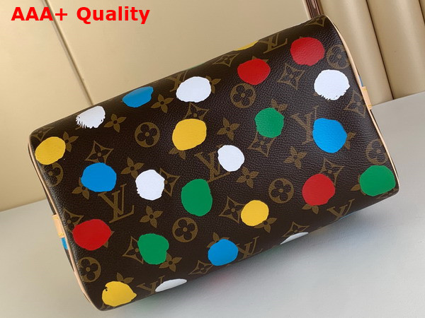 LV x YK Speedy Bandouliere 25 Monogram Coated Canvas with 3D Painted Dots Print M46433 Replica