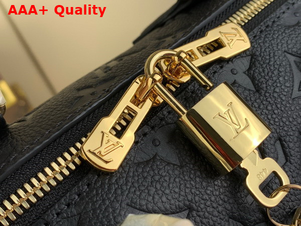 LV x YK Speedy Bandouliere 25 in Black Embossed Grained Monogram Empreinte Cowhide Leather with Flower Marquetry M46415 Replica