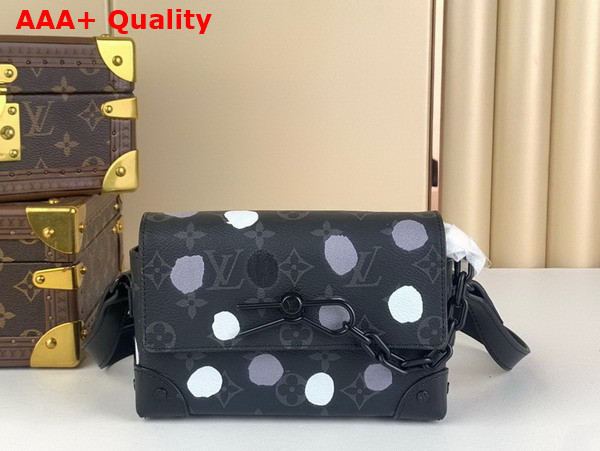 LV x YK Steamer Wearable Wallet Black and Silver Monogram Eclipse Coated Canvas with 3D Painted Dots Print M81935 Replica