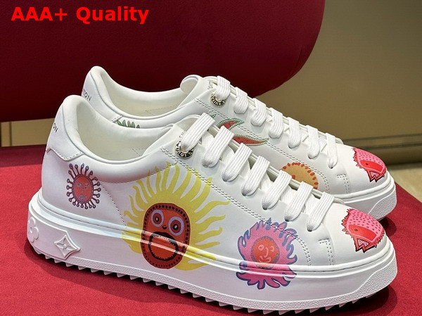 LV x YK Time Out Sneaker in White Calf Leather Printed with a Variety of Colorful Images 1ABD81 Replica