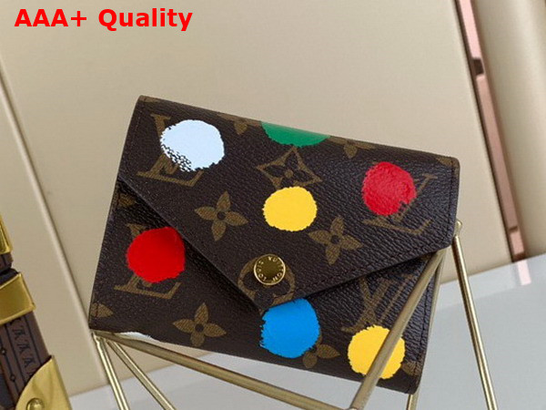 LV x YK Victorine Wallet Monogram Coated Canvas with 3D Painted Dots Print M81865 Replica