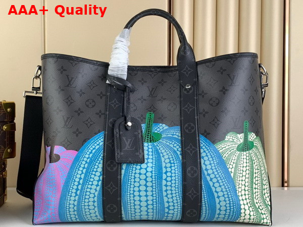 LV x YK Weekend Tote Monogram Eclipse Reverse Coated Canvas with Colorful Pumpkin Print M46434 Replica