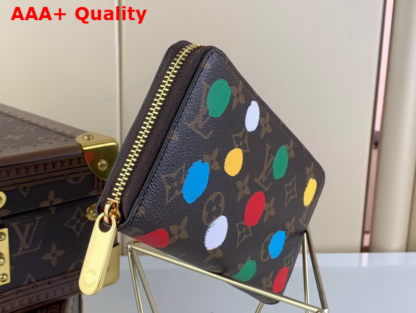 LV x YK Zippy Wallet Monogram Coated Canvas with 3D Painted Dots Print M81864 Replica