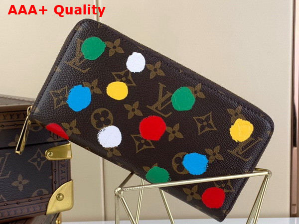 LV x YK Zippy Wallet Monogram Coated Canvas with 3D Painted Dots Print M81864 Replica