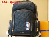 LVXNBA Basketball Backpack in Black Ball Grain Leather M57972 Replica