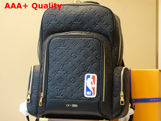 LVXNBA Basketball Backpack in Black Ball Grain Leather M57972 Replica