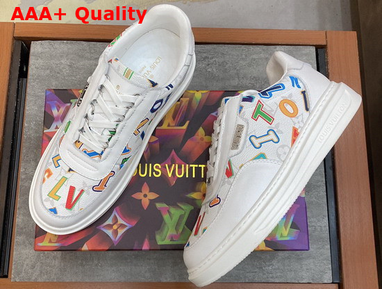 LVXNBA Beverly Hills Sneaker White Calf Leather Monogram Canvas Replica