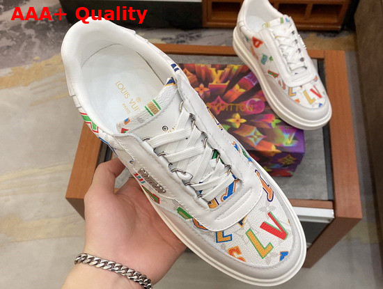 LVXNBA Beverly Hills Sneaker White Calf Leather Monogram Canvas Replica