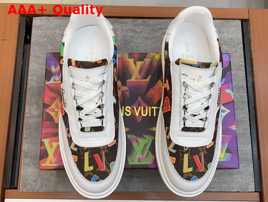 LVXNBA Beverly Hills Sneaker White Calf Leather and Monogram Canvas Replica