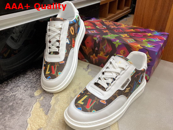 LVXNBA Beverly Hills Sneaker White Calf Leather and Monogram Canvas Replica