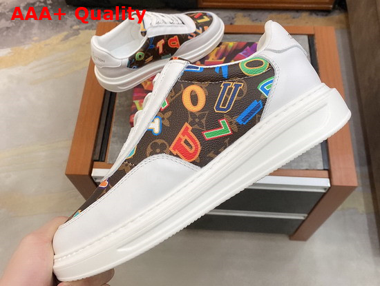 LVXNBA Beverly Hills Sneaker White Calf Leather and Monogram Canvas Replica