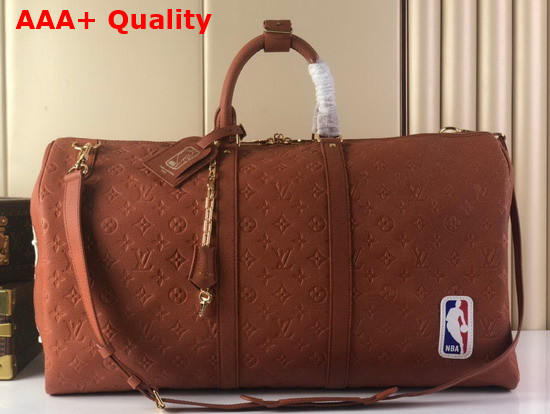 LVxNBA Keepall Bandouliere 55 Brown Ball Grain Leather M57973 Replica