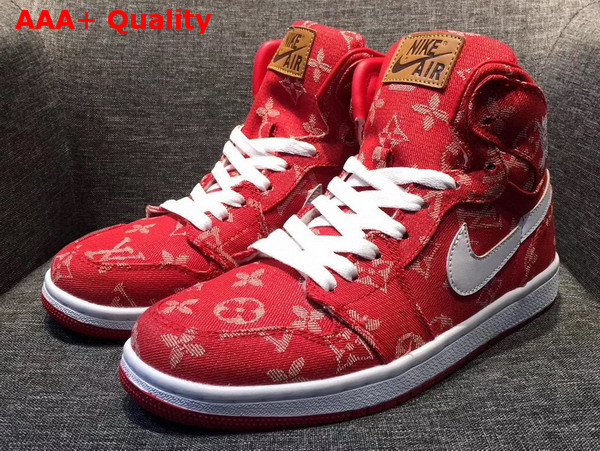 Louis Vuitton Supreme Louis Vuitton Nike Air Jordan Custom Sneaker Red Denim Replica