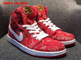 Louis Vuitton Supreme Louis Vuitton Nike Air Jordan Custom Sneaker Red Denim Replica