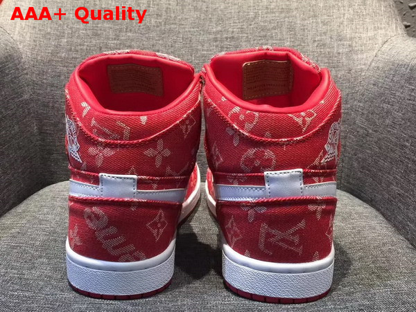 Louis Vuitton Supreme Louis Vuitton Nike Air Jordan Custom Sneaker Red Denim Replica