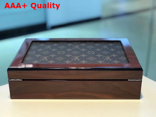 Louis Vuitton 10 Watch Case in Brown Wood and Monogram Canvas Replica