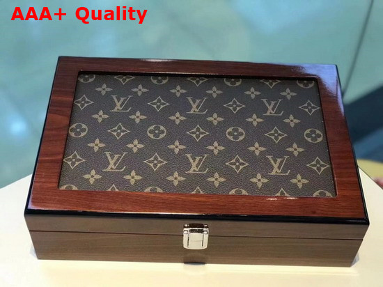 Louis Vuitton 10 Watch Case in Brown Wood and Monogram Canvas Replica