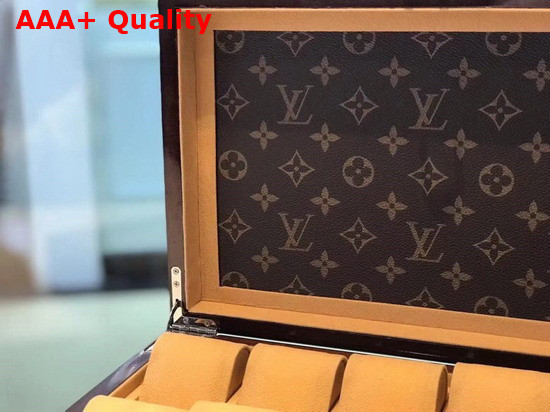 Louis Vuitton 10 Watch Case in Brown Wood and Monogram Canvas Replica