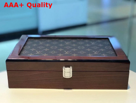 Louis Vuitton 10 Watch Case in Brown Wood and Monogram Canvas Replica