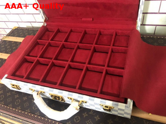 Louis Vuitton 18 Watch Case in Damier Azur Canvas Replica