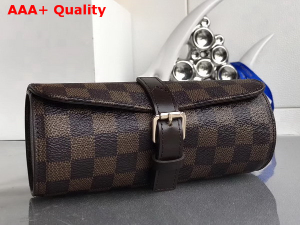 Louis Vuitton 3 Watch Case Damier Ebene Canvas Replica