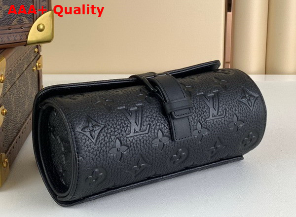 Louis Vuitton 3 Watch Case in Black Monogram Empreinte Leather Replica