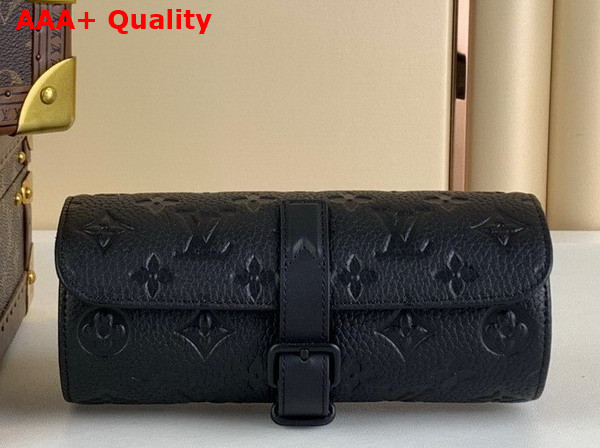 Louis Vuitton 3 Watch Case in Black Monogram Empreinte Leather Replica