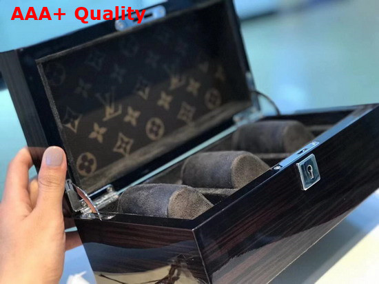 Louis Vuitton 3 Watch Case in Brown Wood and Monogram Canvas Replica