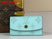 Louis Vuitton 4 Key Holder in Mineral Blue Mahina Perforated Calfskin Leather M83489 Replica