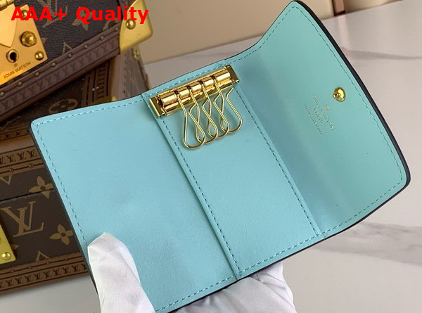 Louis Vuitton 4 Key Holder in Mineral Blue Mahina Perforated Calfskin Leather M83489 Replica