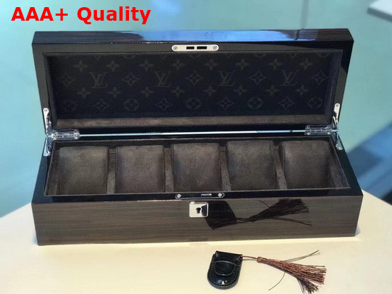 Louis Vuitton 5 Watch Case in Brown Wood and Monogram Canvas Replica