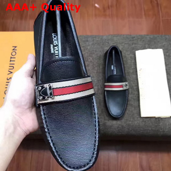 Louis Vuitton Aacetrack Moccasin Black Grained Calfskin 1A36TA Replica