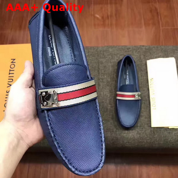 Louis Vuitton Aacetrack Moccasin Blue Grained Calfskin 1A36TA Replica