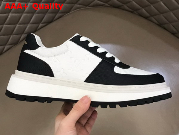 Louis Vuitton Abbesses Sneaker White and Black Monogram Embossed Calf Leather Replica