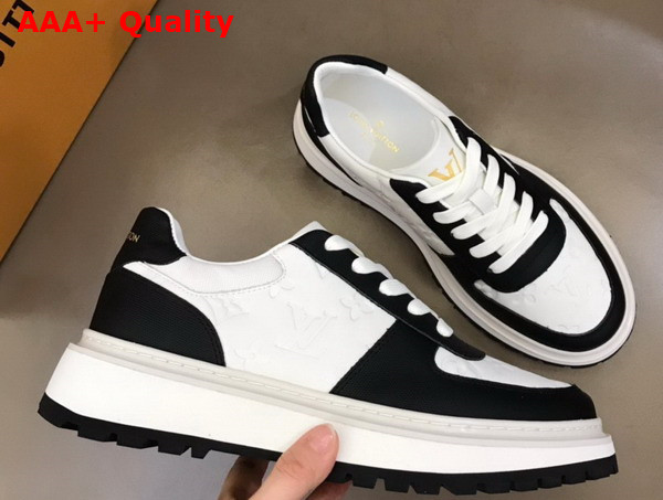 Louis Vuitton Abbesses Sneaker White and Black Monogram Embossed Calf Leather Replica