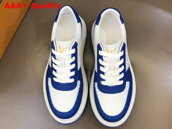 Louis Vuitton Abbesses Sneaker White and Blue Monogram Embossed Calf Leather Replica