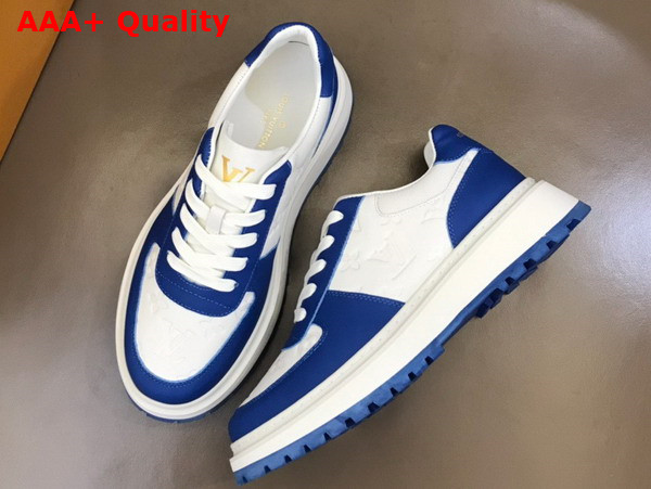 Louis Vuitton Abbesses Sneaker White and Blue Monogram Embossed Calf Leather Replica