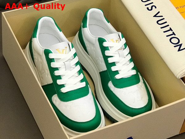 Louis Vuitton Abbesses Sneaker White and Green Monogram Embossed Calf Leather Replica