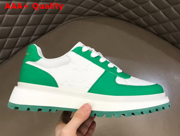 Louis Vuitton Abbesses Sneaker White and Green Monogram Embossed Calf Leather Replica