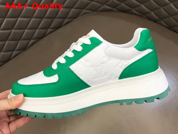 Louis Vuitton Abbesses Sneaker White and Green Monogram Embossed Calf Leather Replica