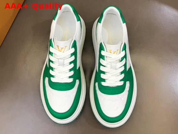 Louis Vuitton Abbesses Sneaker White and Green Monogram Embossed Calf Leather Replica