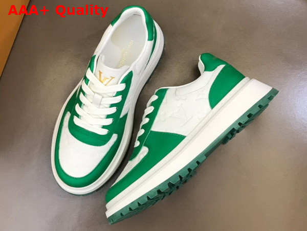 Louis Vuitton Abbesses Sneaker White and Green Monogram Embossed Calf Leather Replica